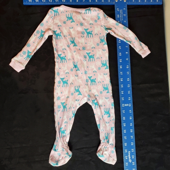 Joe Fresh Footed Baby Sleeper, Pink Teal White Fawn Snowflake, 12-18 months - Picture 3 of 5